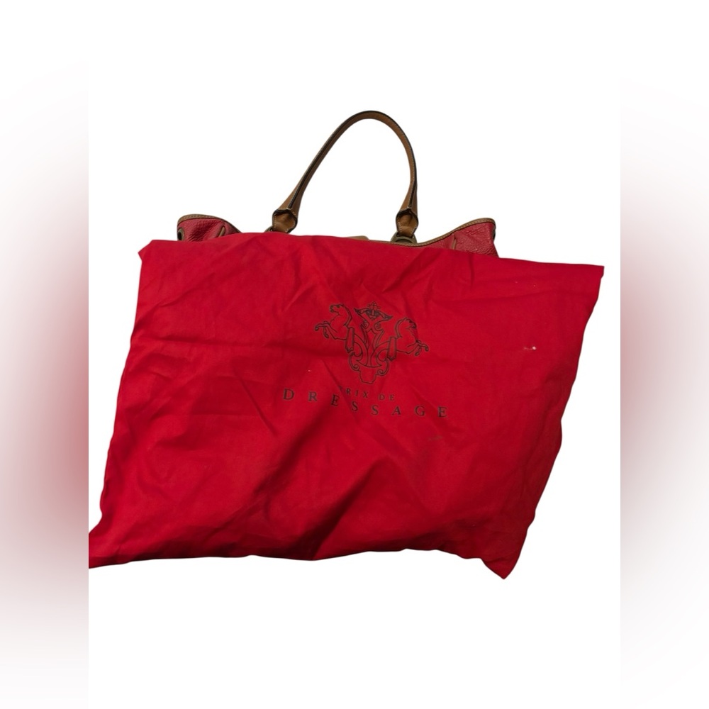 Prix De Dressage | red leather tote bag purse comes with dust bag and strap - Picture 5 of 5